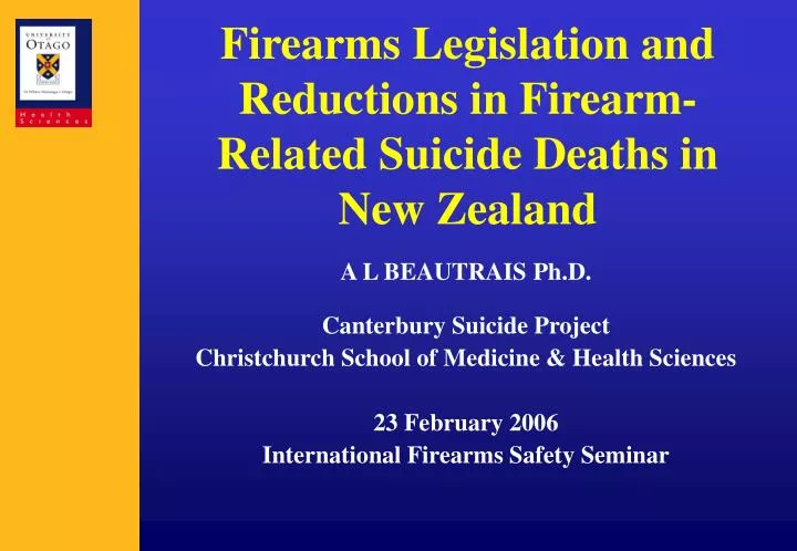 firearms legislation and reductions in firearm related suicide deaths in new zealand