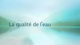 la qualit de l eau