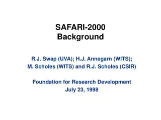 SAFARI-2000 Background