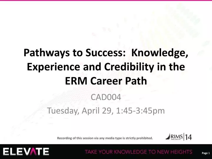 pathways to success knowledge experience and credibility in the erm career path