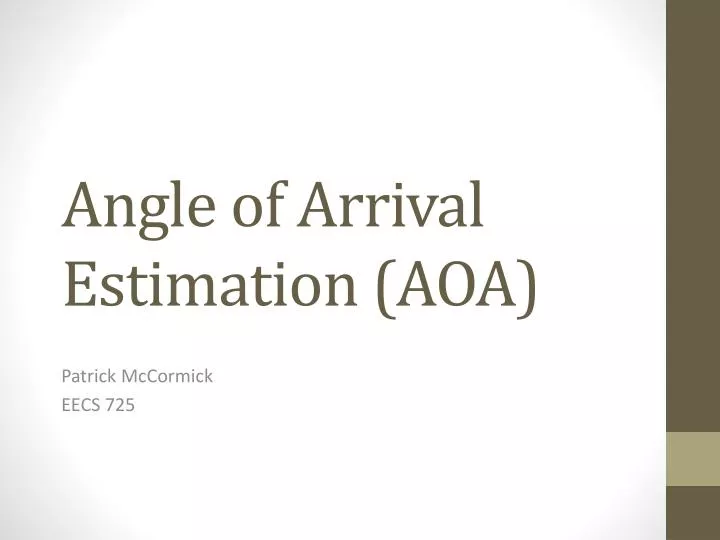 angle of arrival estimation aoa