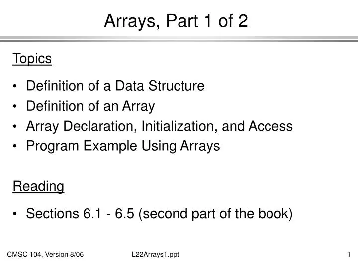 arrays part 1 of 2