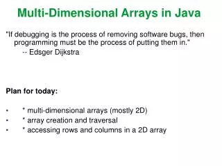 Multi-Dimensional Arrays in Java