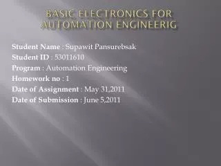 basic electronics for automation engineerig