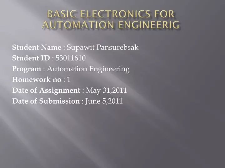 basic electronics for automation engineerig