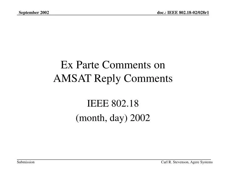 ex parte comments on amsat reply comments