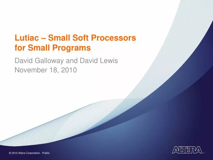 lutiac small soft processors for small programs