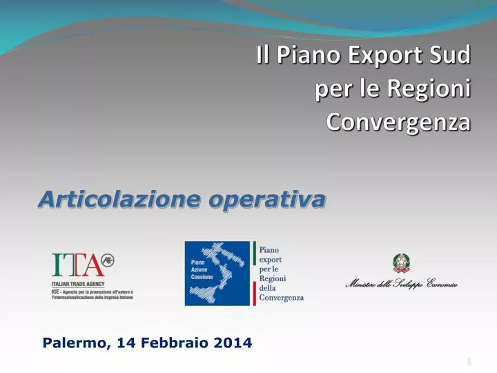 il piano export sud per le regioni convergenza