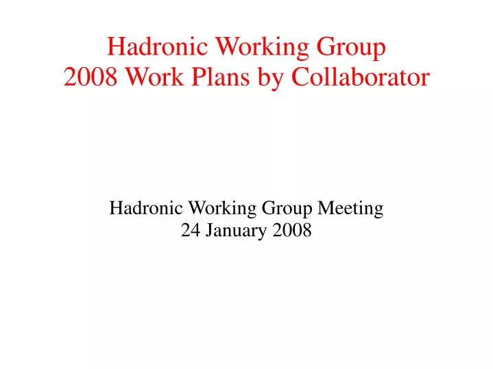 hadronic working group meeting 24 january 2008