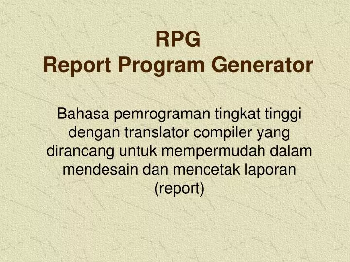 rpg report program generator