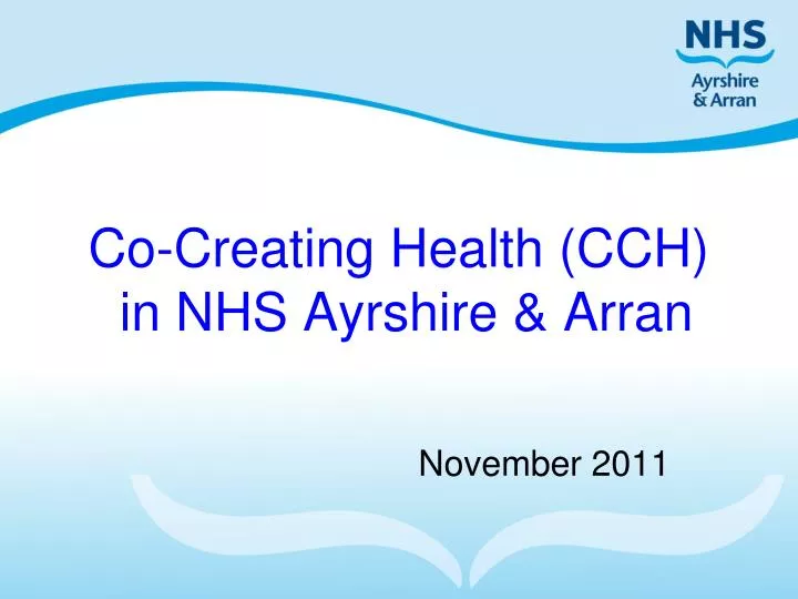 co creating health cch in nhs ayrshire arran