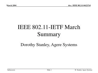 IEEE 802.11-IETF March Summary