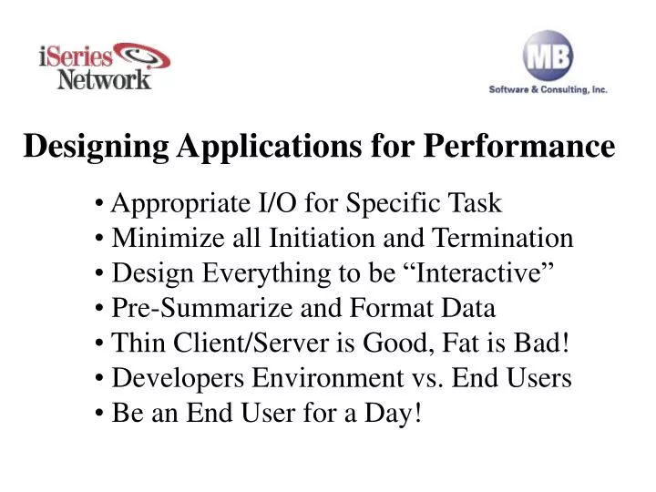 designing applications for performance