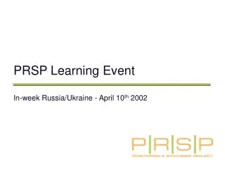 PRSP Learning Event