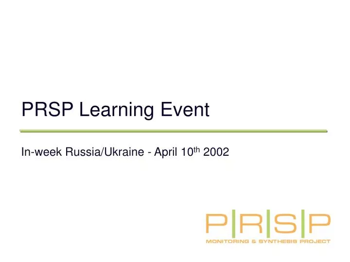 prsp learning event