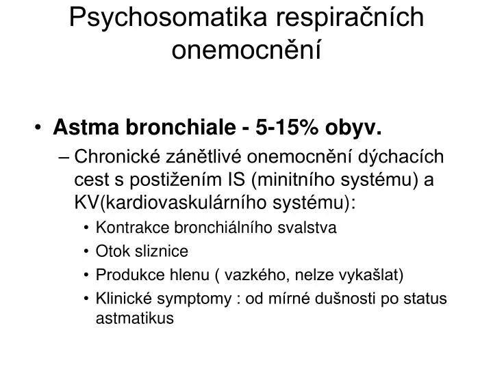 psychosomatika respira n ch onemocn n