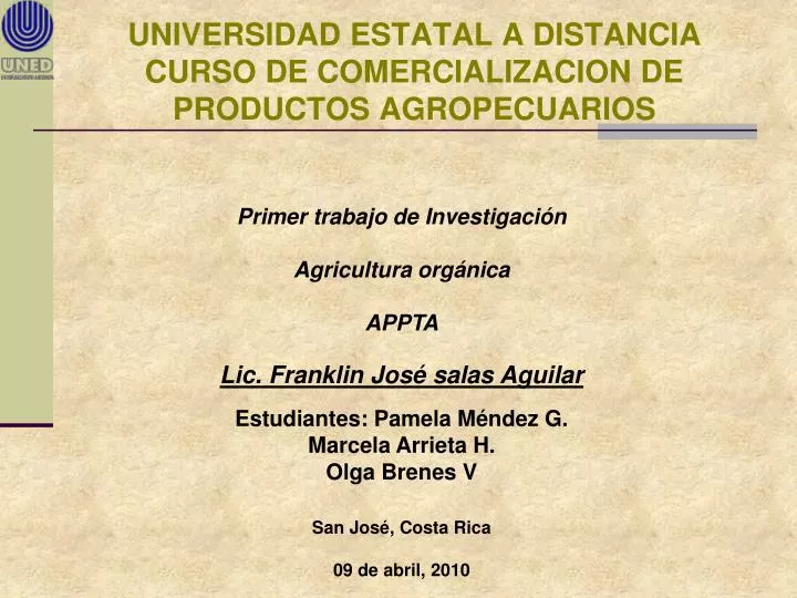 universidad estatal a distancia curso de comercializacion de productos agropecuarios