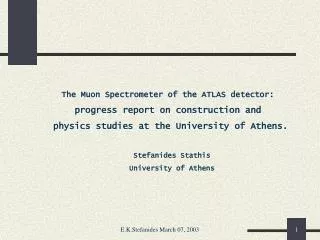 The Muon Spectrometer of the ATLAS detector: progress report on construction and