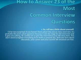 How to Answer 23 of the Most Common Interview Questions