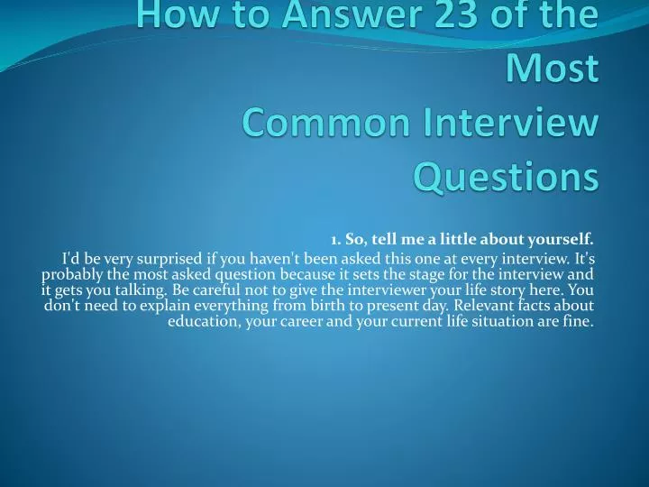 how to answer 23 of the most common interview questions