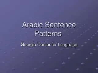 Arabic Sentence Patterns