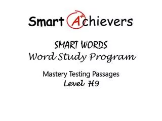 SMART WORDS Word Study Program