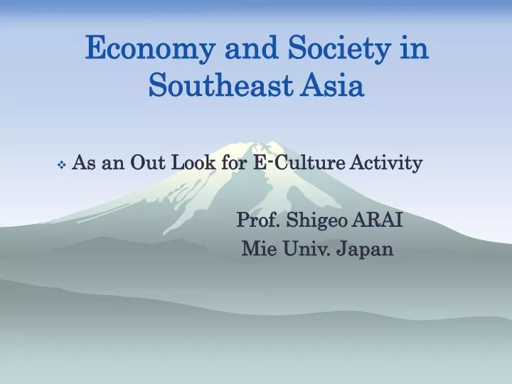 economy and society in southeast asia