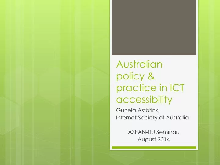 australian policy practice in ict accessibility