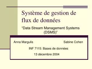 syst me de gestion de flux de donn es