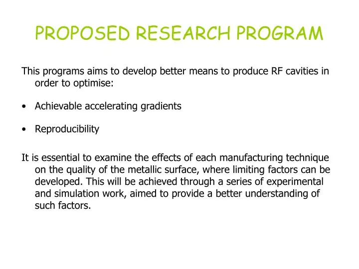 proposed research program