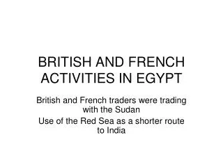 BRITISH AND FRENCH ACTIVITIES IN EGYPT