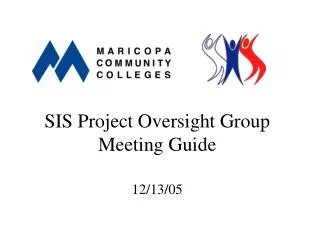 SIS Project Oversight Group Meeting Guide