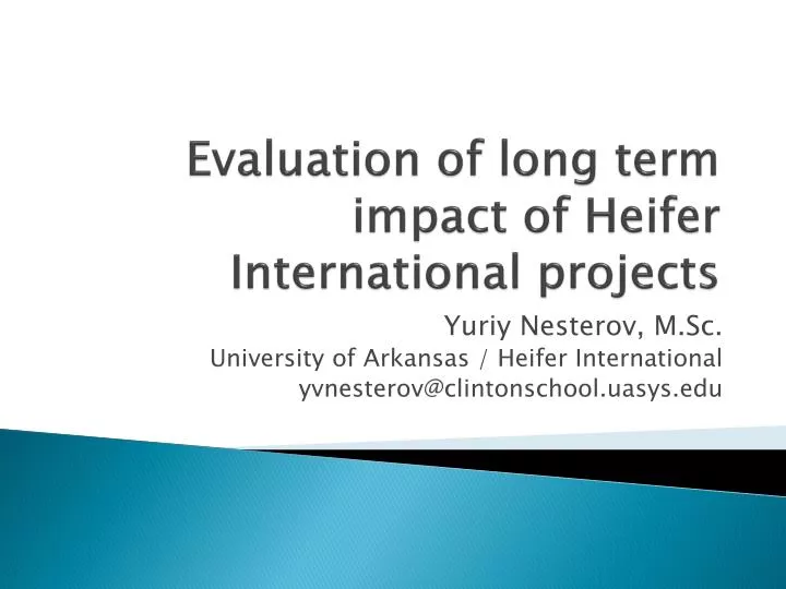 evaluation of long term impact of heifer international projects
