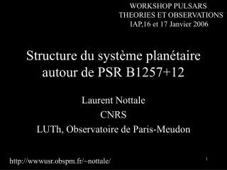 structure du syst me plan taire autour de psr b1257 12