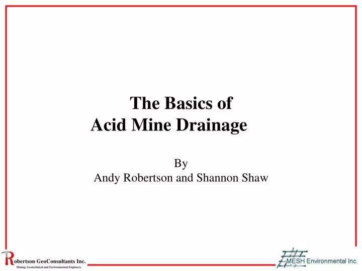the basics of acid mine drainage