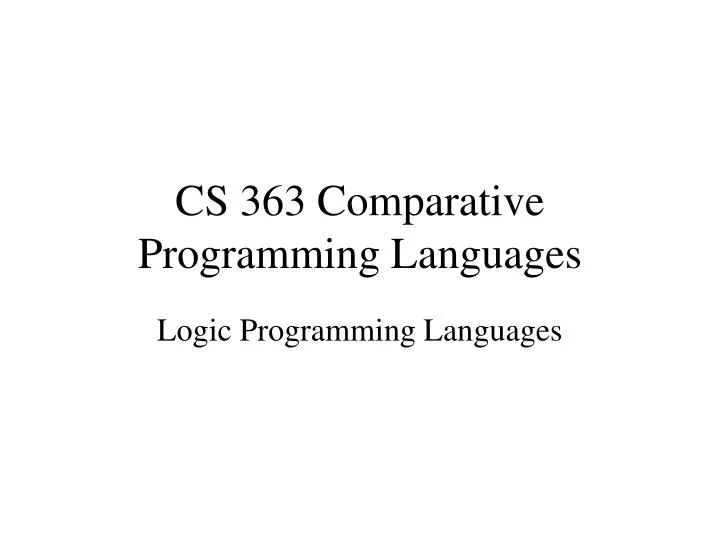 cs 363 comparative programming languages