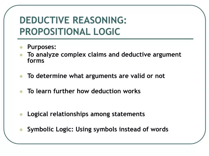deductive reasoning propositional logic