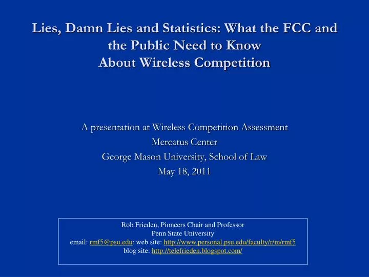 lies damn lies and statistics what the fcc and the public need to know about wireless competition