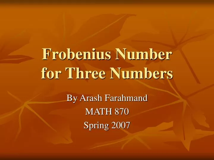 frobenius number for three numbers