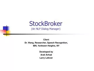 StockBroker (An NLP Dialog Manager)