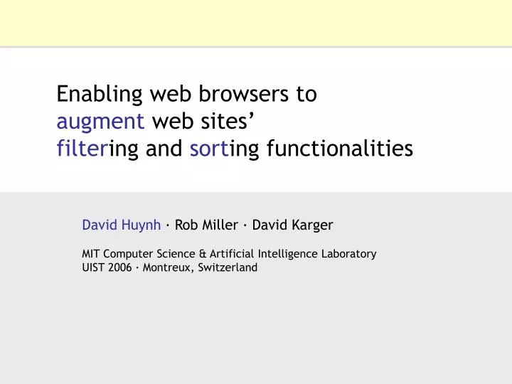 enabling web browsers to augment web sites filter ing and sort ing functionalities
