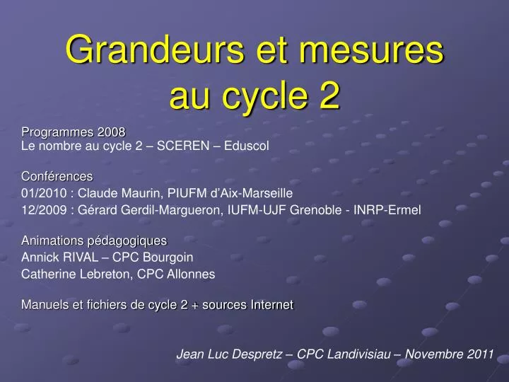 grandeurs et mesures au cycle 2