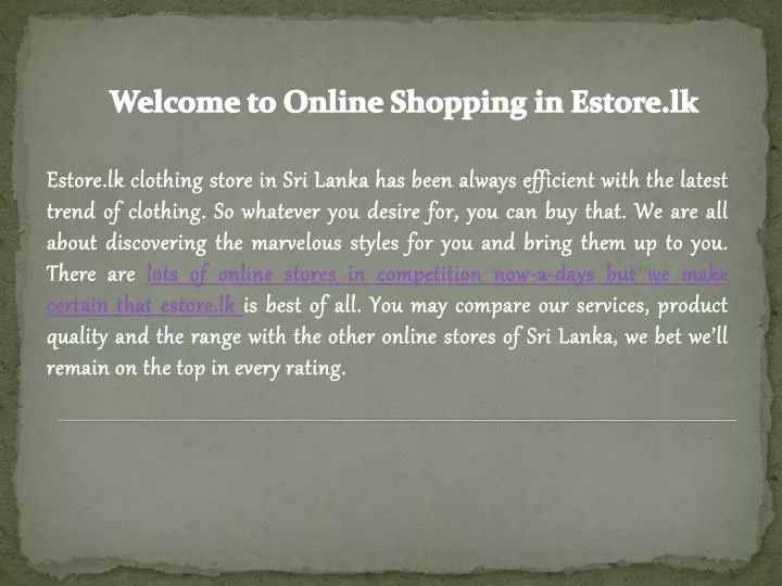 welcome to online shopping in estore lk