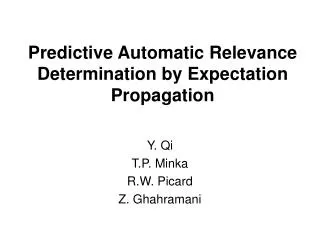 Predictive Automatic Relevance Determination by Expectation Propagation