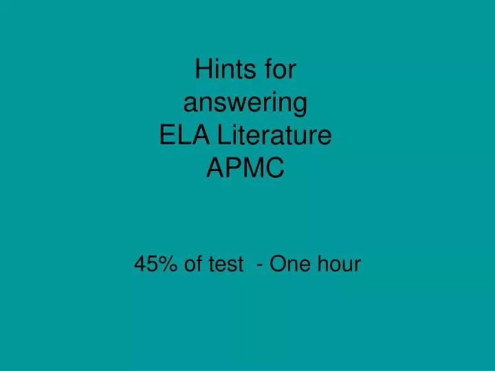 hints for answering ela literature apmc