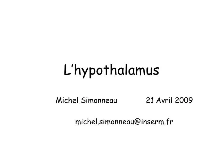 l hypothalamus