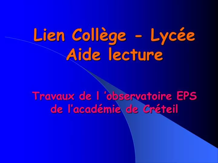 lien coll ge lyc e aide lecture
