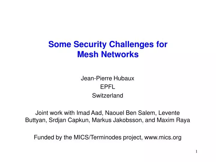 some security challenges for mesh networks