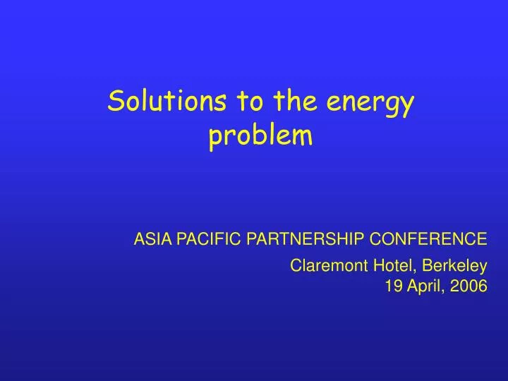 solutions to the energy problem