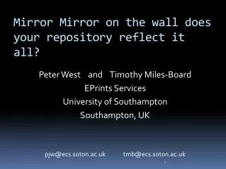 Mirror Mirror on the wall does your repository reflect it all?